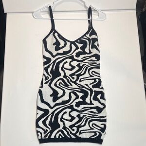 Say What? Black and White Swirl Mini Dress